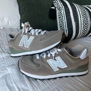 New Balance Men's Taupe and White Sneakers